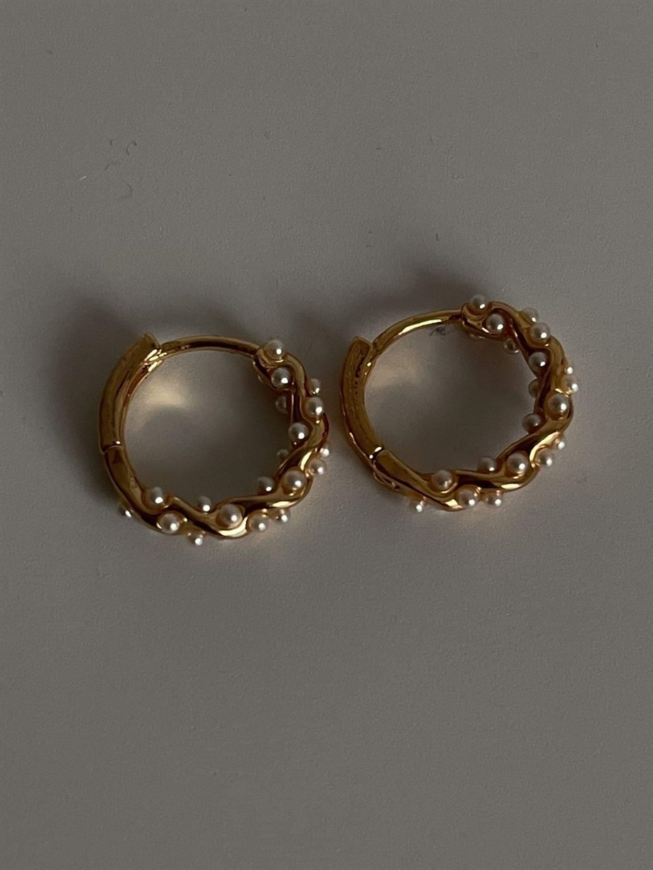 Özel Kaplama İncili Halka Küpe (1.5 Cm)