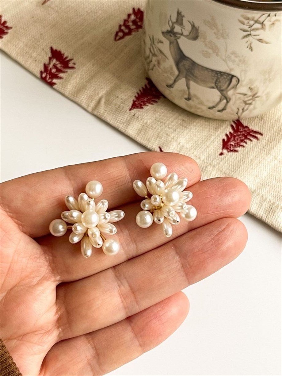 Özel Kaplama İncili Küpe (2 Cm)