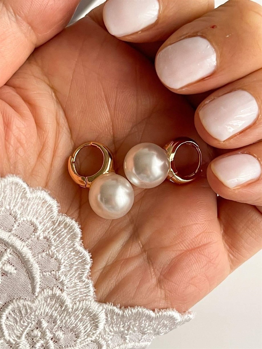 Özel Kaplama İncili Küpe (2 Cm)