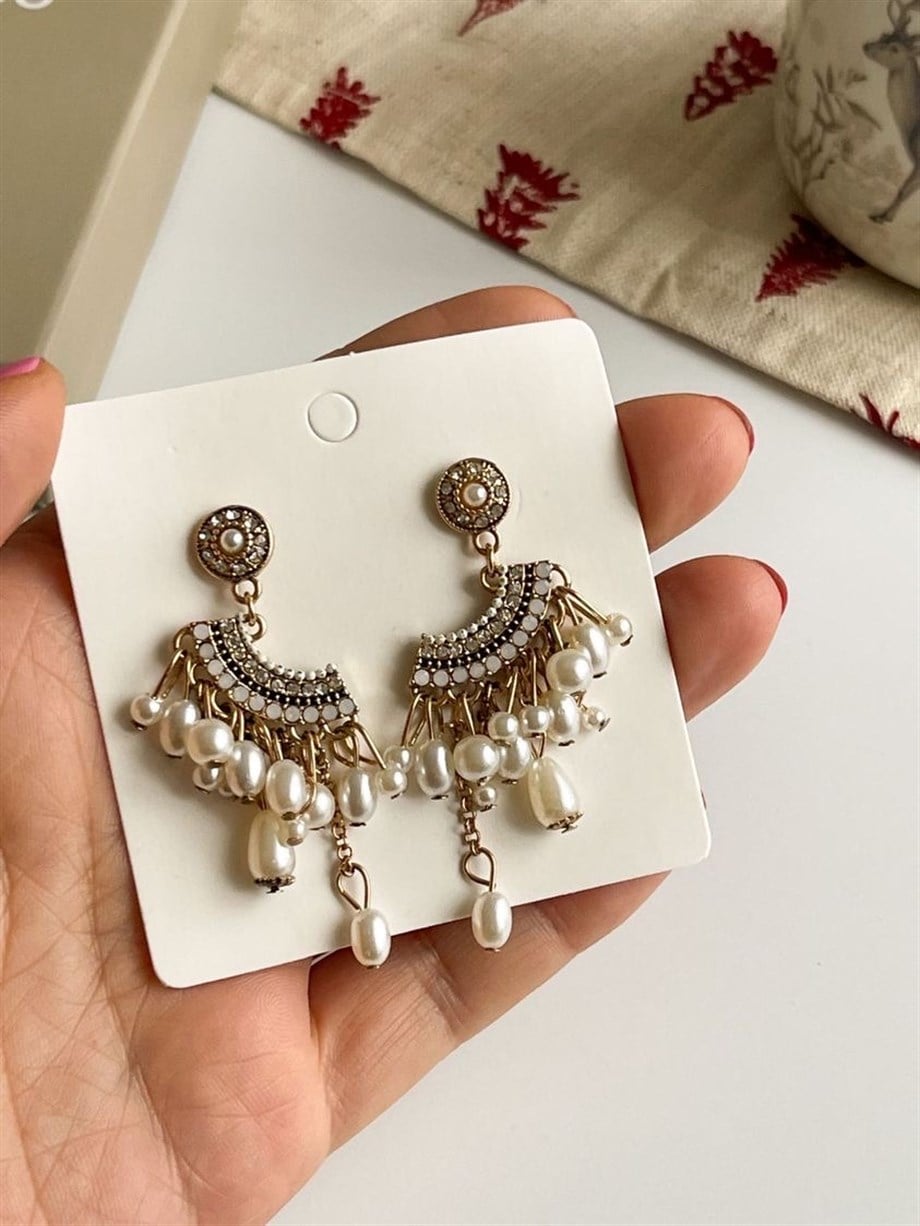 Özel Kaplama İncili Küpe (5 Cm)