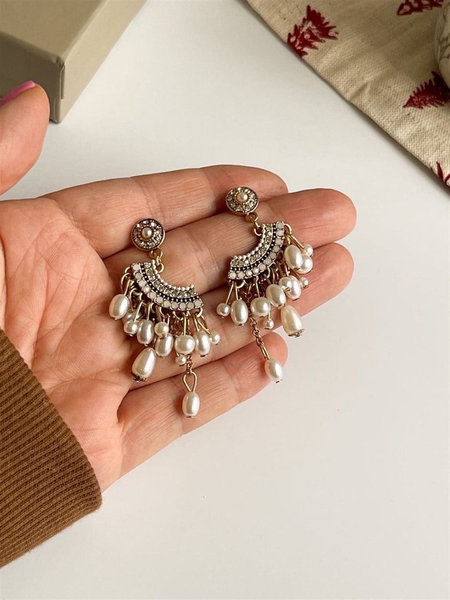 Özel Kaplama İncili Küpe (5 Cm)