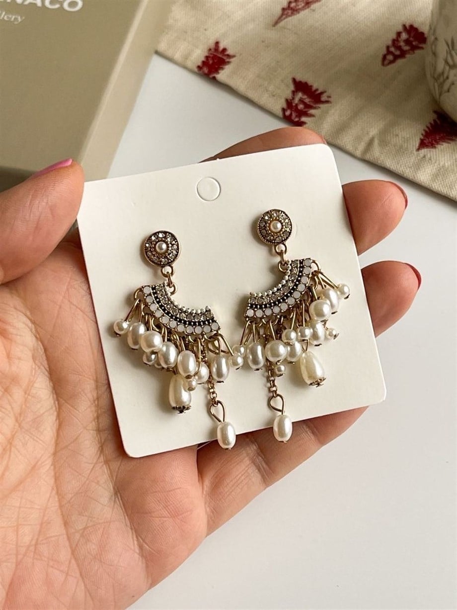 Özel Kaplama İncili Küpe (5 Cm)