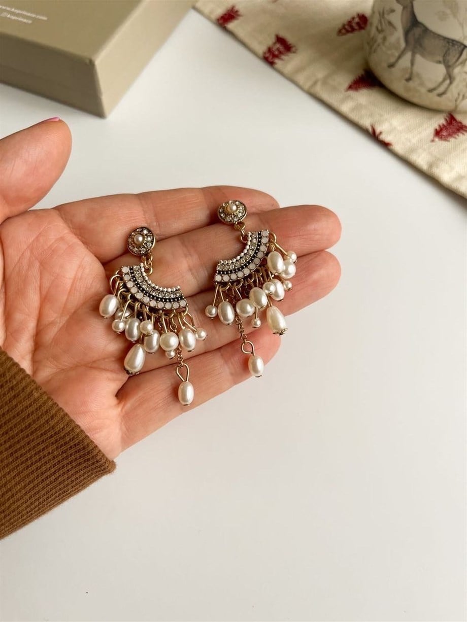 Özel Kaplama İncili Küpe (5 Cm)