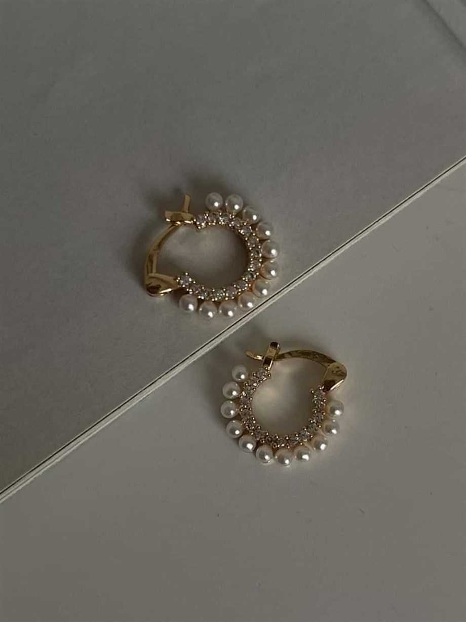 Özel Kaplama İncili Mini Halka Küpe (1.40 Cm)