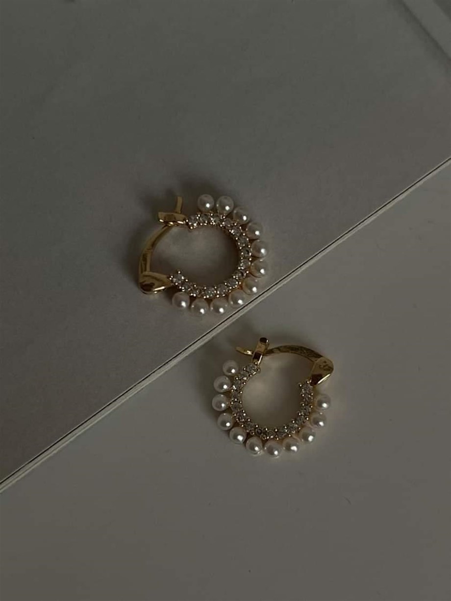 Özel Kaplama İncili Mini Halka Küpe (1.40 Cm)