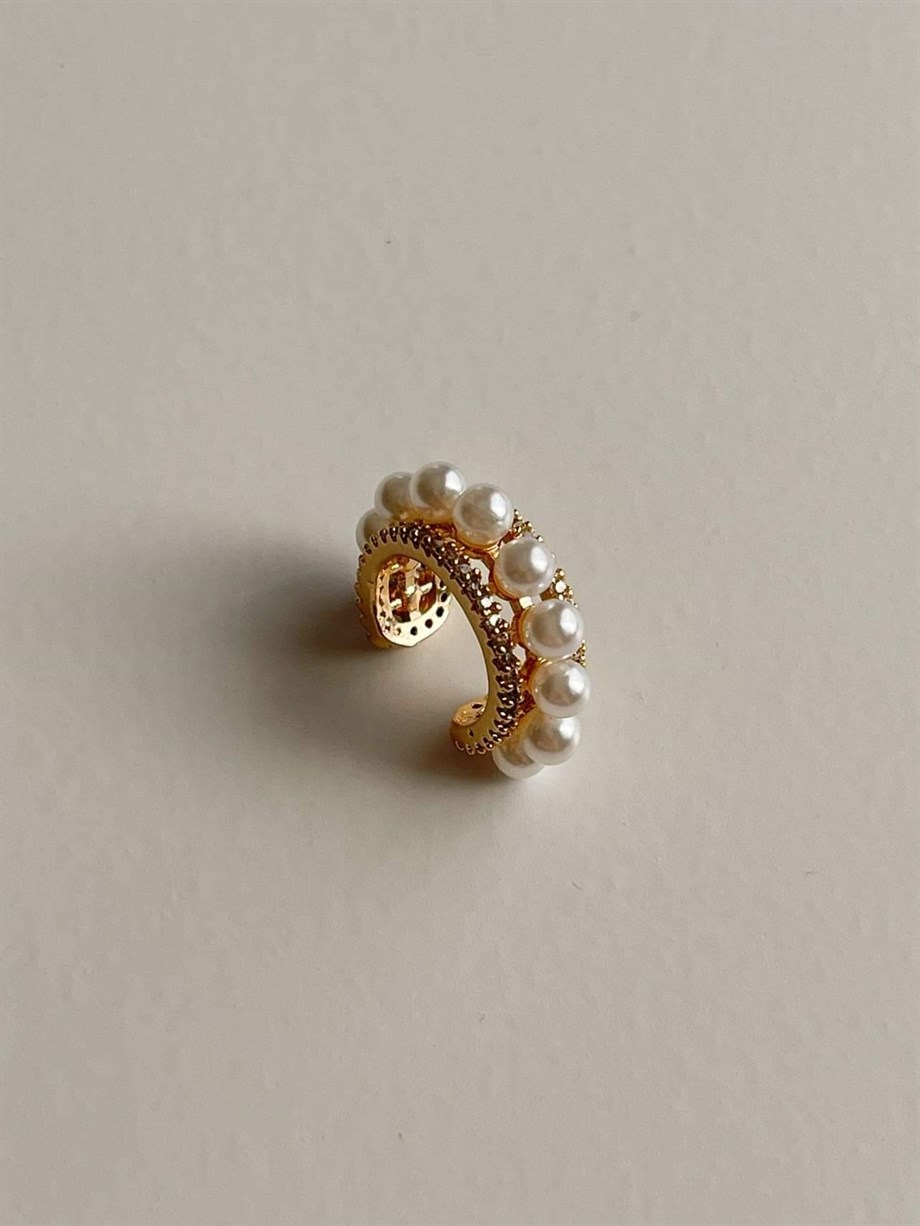 Özel Kaplama İncili Tekli Ear Cuff Küpe (2 Cm)