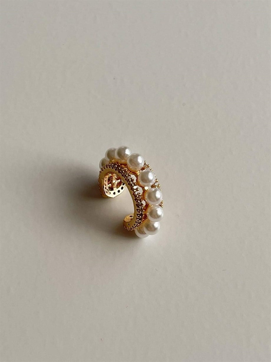 Özel Kaplama İncili Tekli Ear Cuff Küpe (2 Cm)