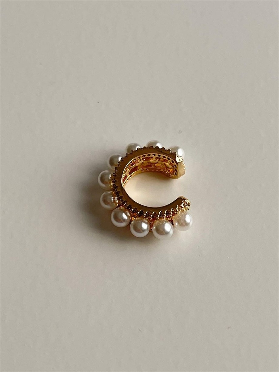 Özel Kaplama İncili Tekli Ear Cuff Küpe (2 Cm)