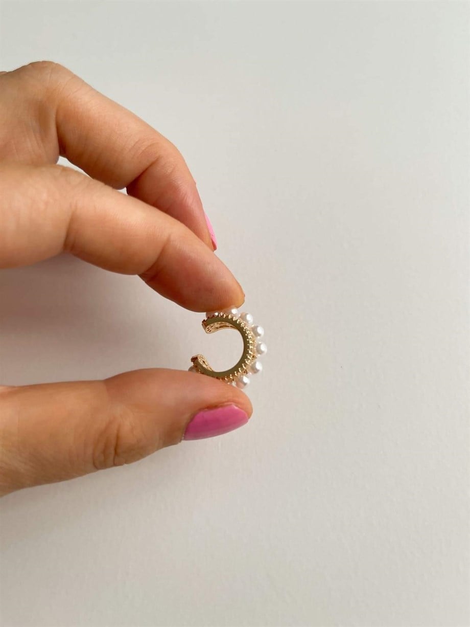 Özel Kaplama İncili Tekli Ear Cuff Küpe (2 Cm)