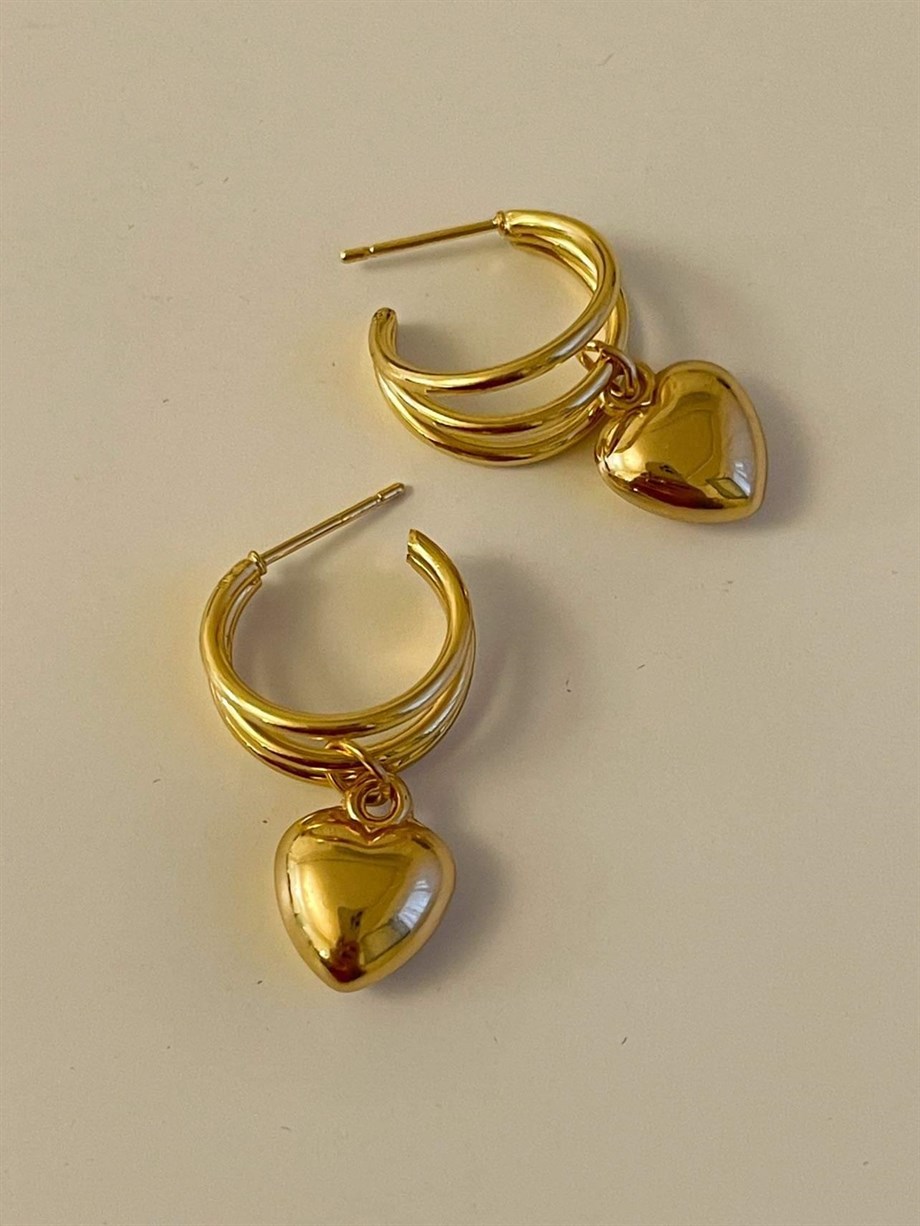 Özel Kaplama Kalpli Küpe (3 Cm)