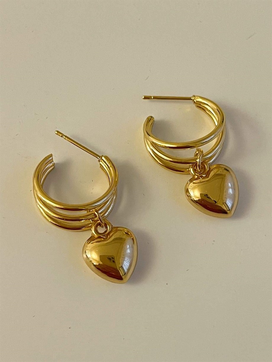 Özel Kaplama Kalpli Küpe (3 Cm)