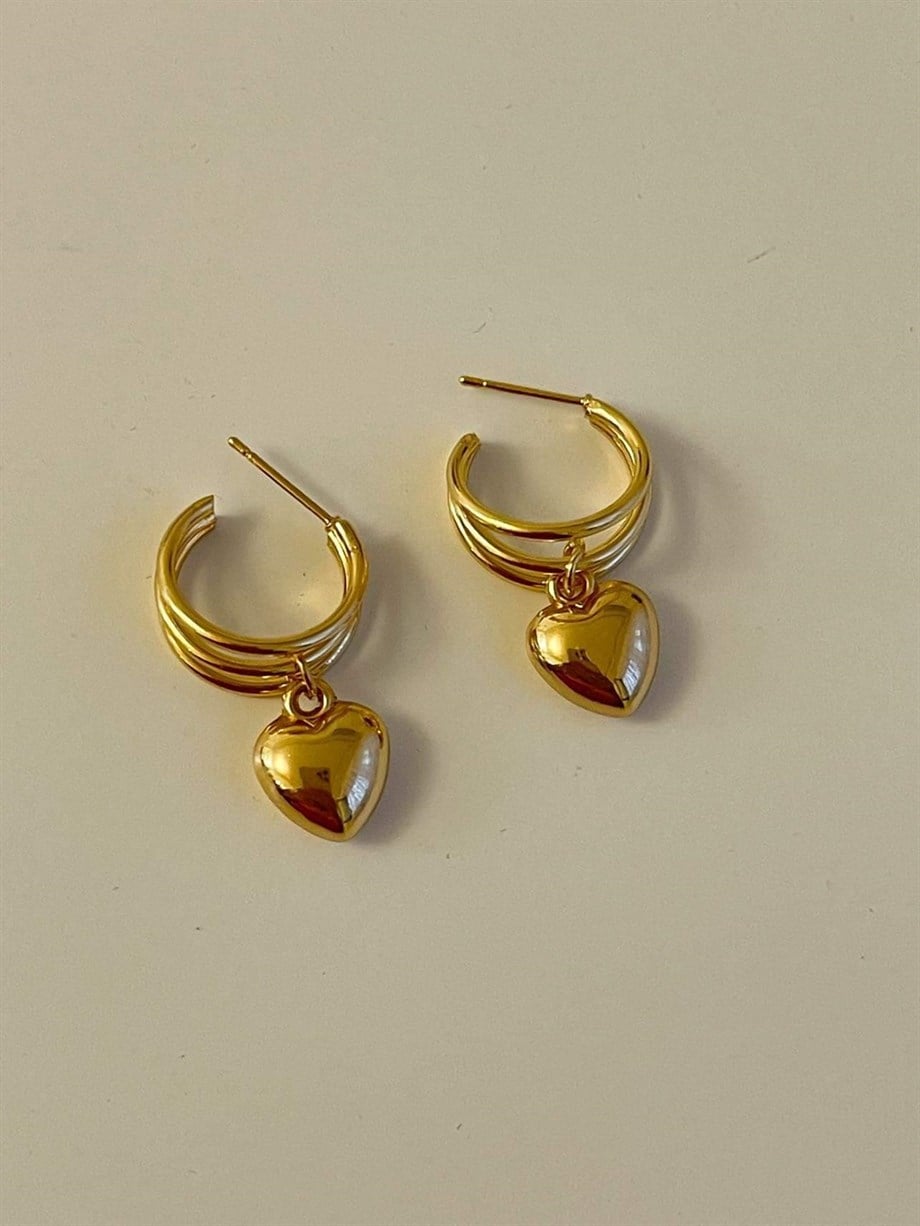 Özel Kaplama Kalpli Küpe (3 Cm)