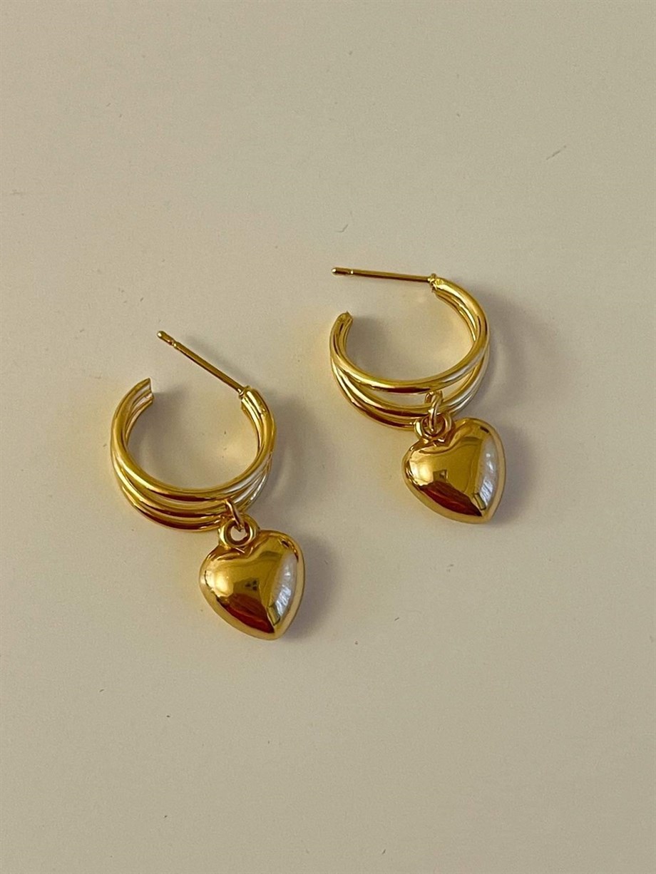 Özel Kaplama Kalpli Küpe (3 Cm)