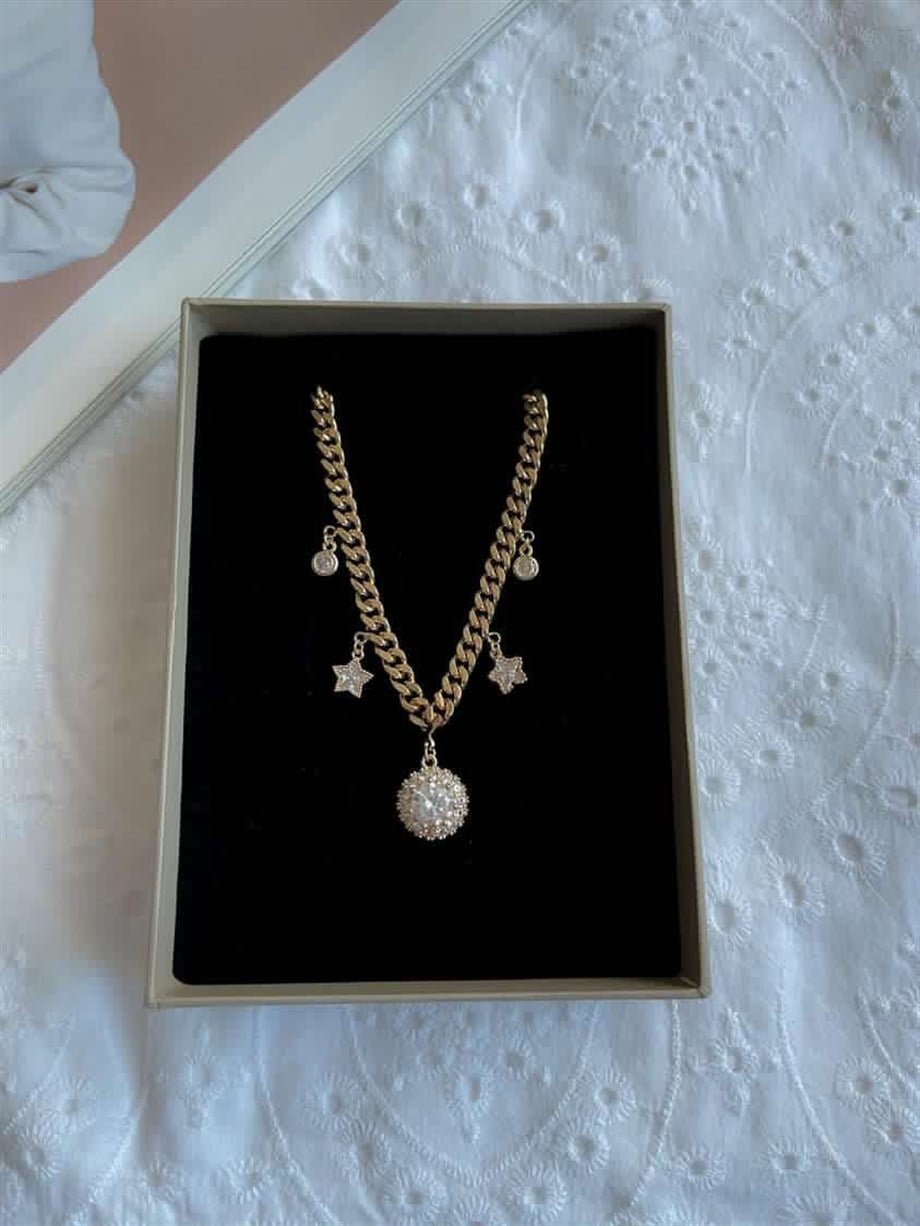 Özel Kaplama Mikro Altın Kaplama Baget Taşlı Kolye (43 Cm)