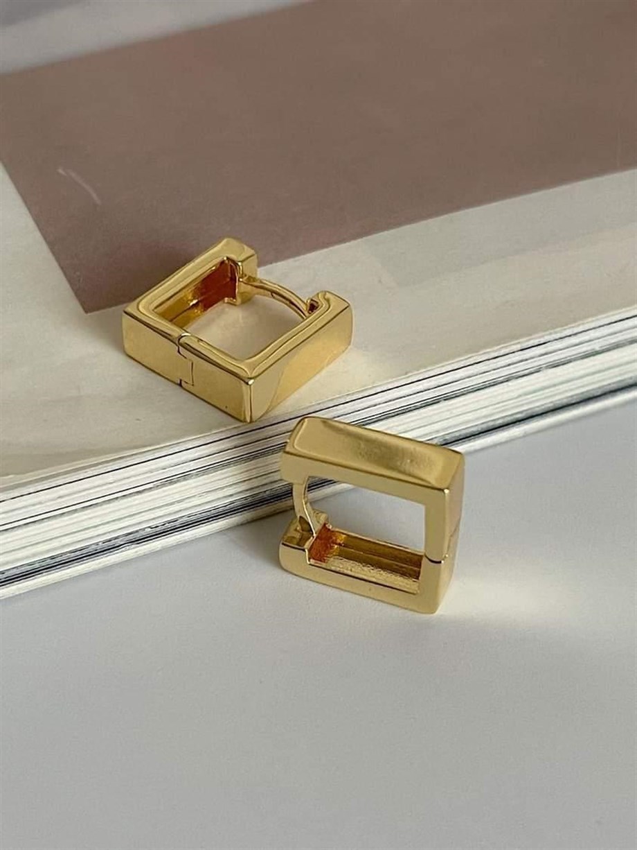 Özel Kaplama Mini Kare Küpe  (1.30Cm)
