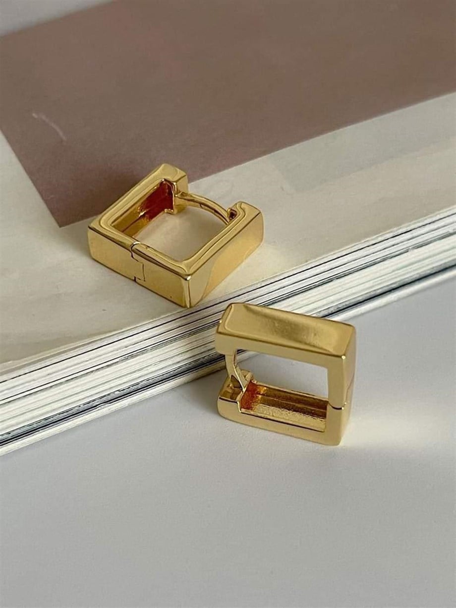Özel Kaplama Mini Kare Küpe  (1.30Cm)