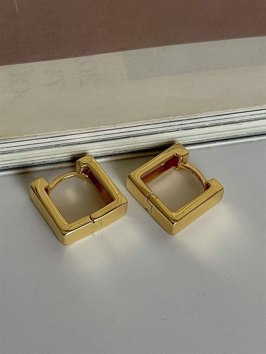 Özel Kaplama Mini Kare Küpe  (1.30Cm)