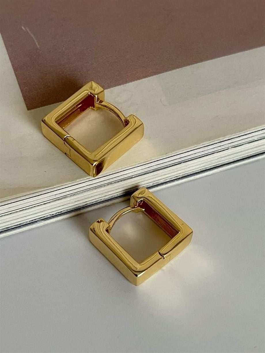 Özel Kaplama Mini Kare Küpe  (1.30Cm)