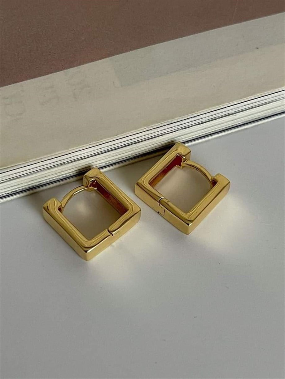 Özel Kaplama Mini Kare Küpe  (1.30Cm)