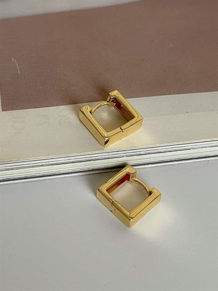 Özel Kaplama Mini Kare Küpe  (1.30Cm)