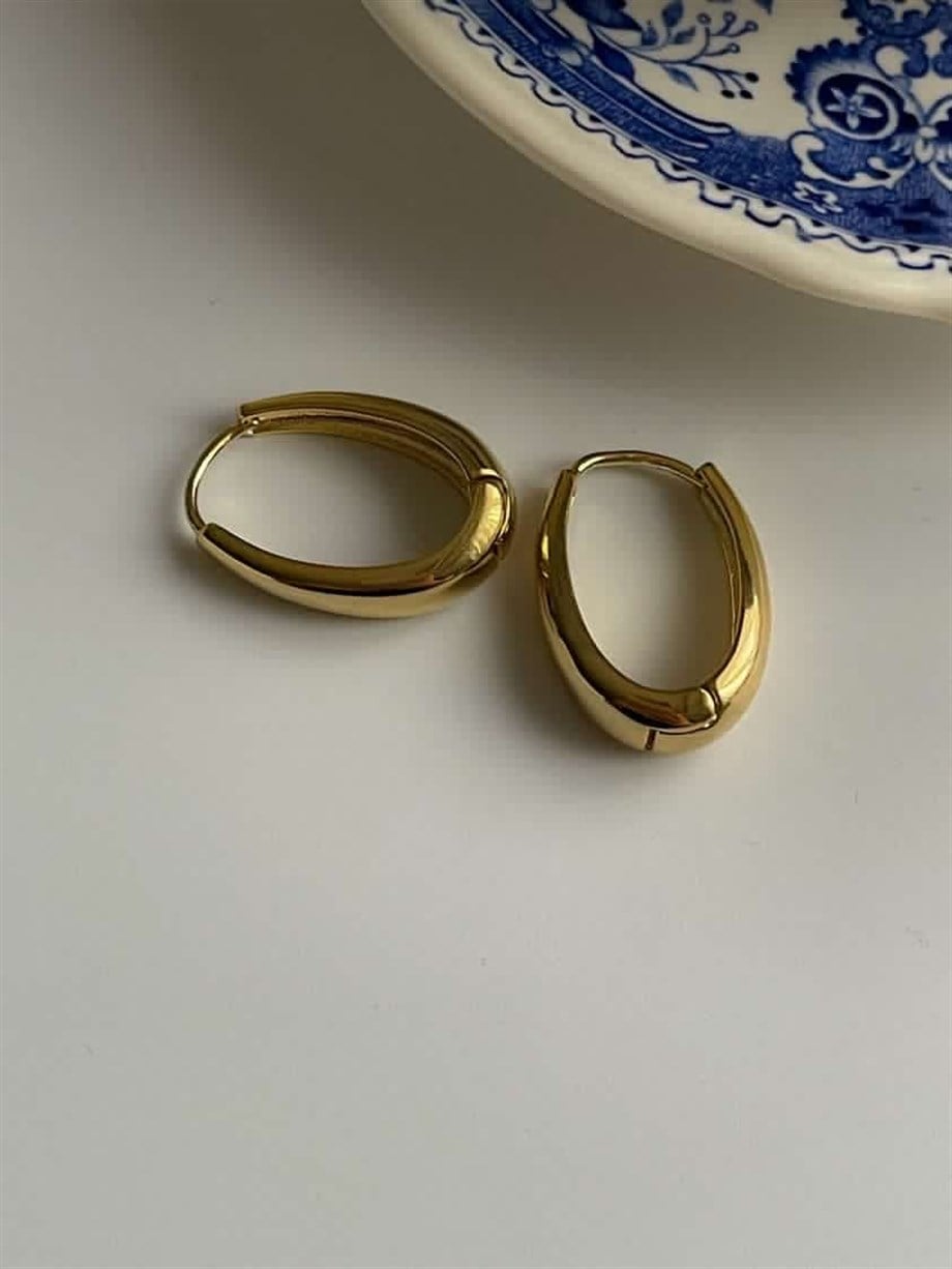 Özel Kaplama Oval Halka Küpe (2.40 Cm)