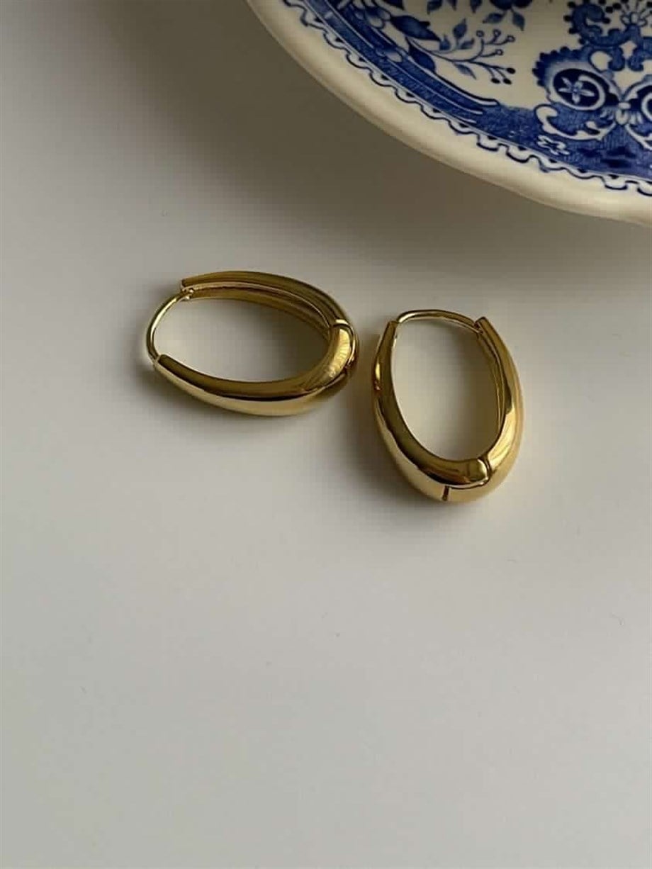 Özel Kaplama Oval Halka Küpe (2.40 Cm)