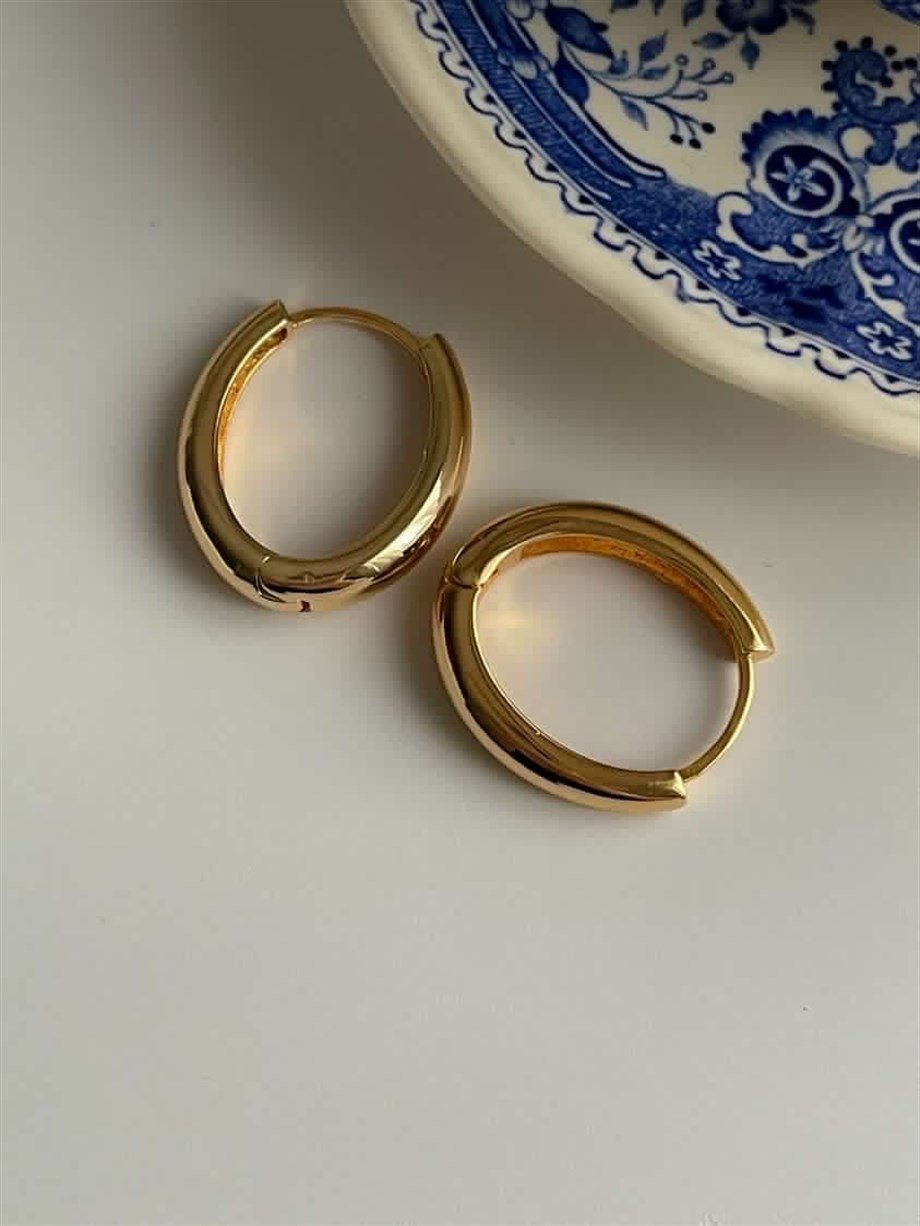 Özel Kaplama Oval Halka Küpe (2.5 Cm)