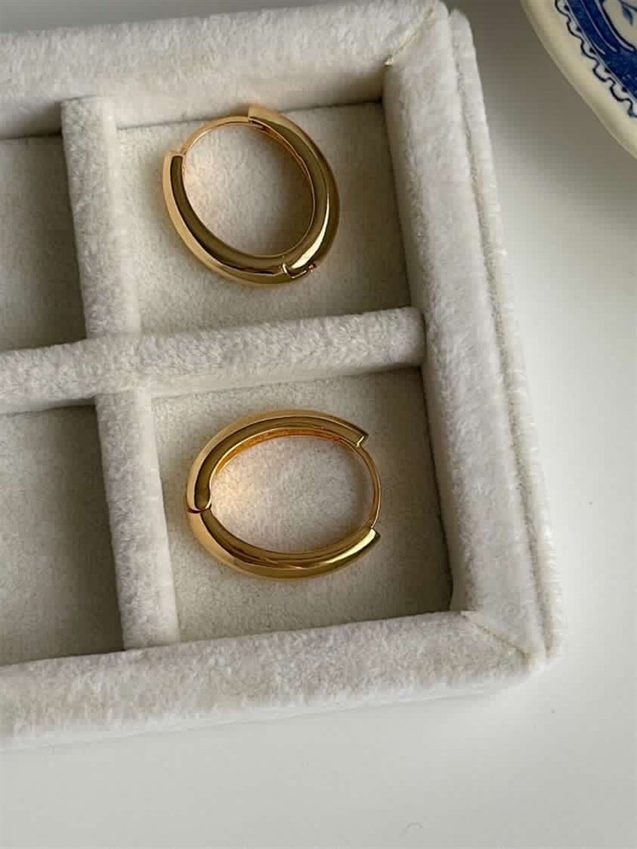 Özel Kaplama Oval Halka Küpe (2.5 Cm)