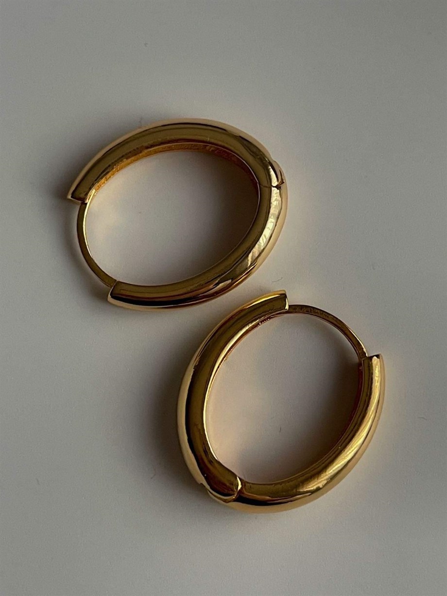 Özel Kaplama Oval Halka Küpe (2.5 Cm)