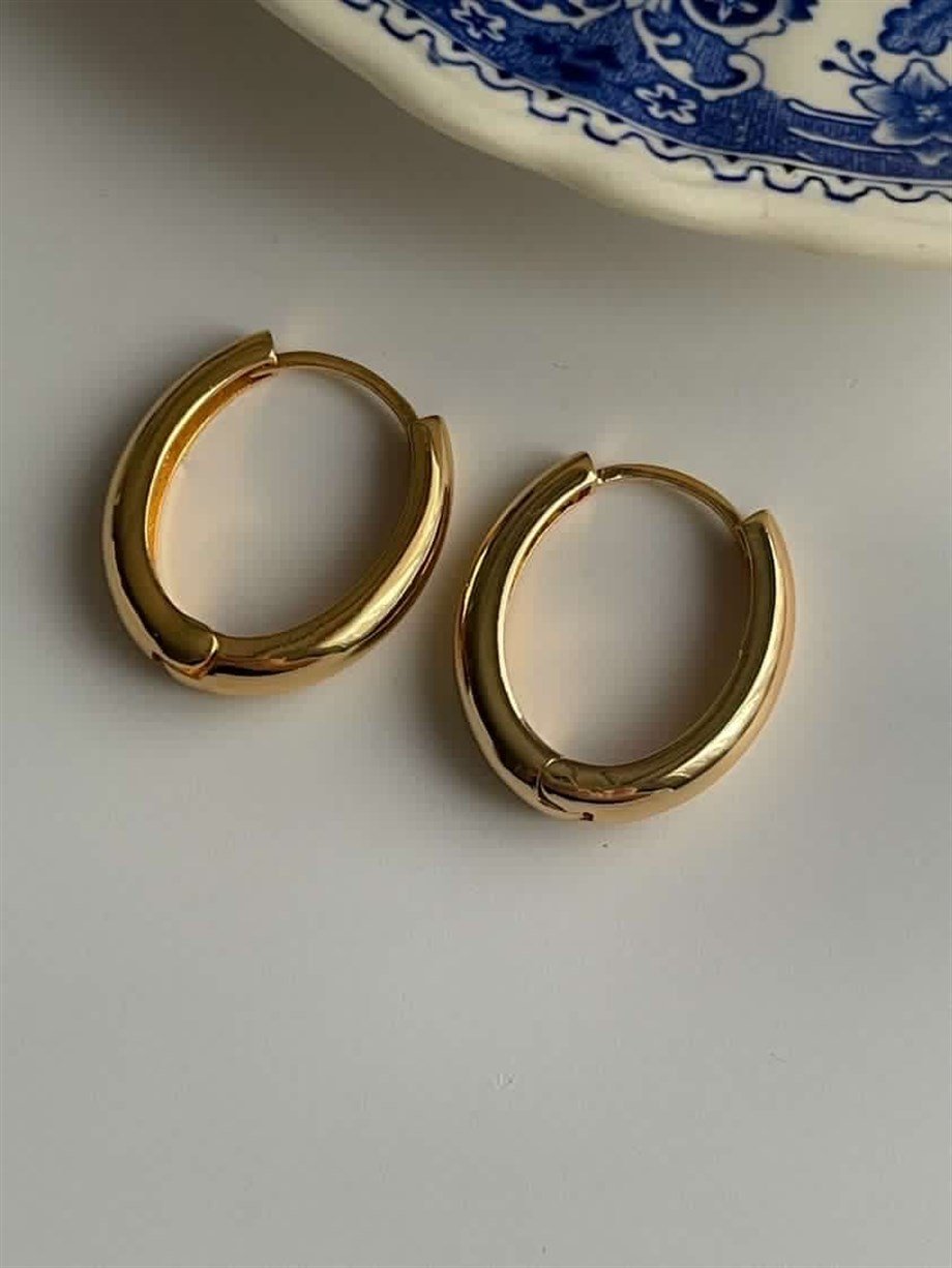 Özel Kaplama Oval Halka Küpe (2.5 Cm)