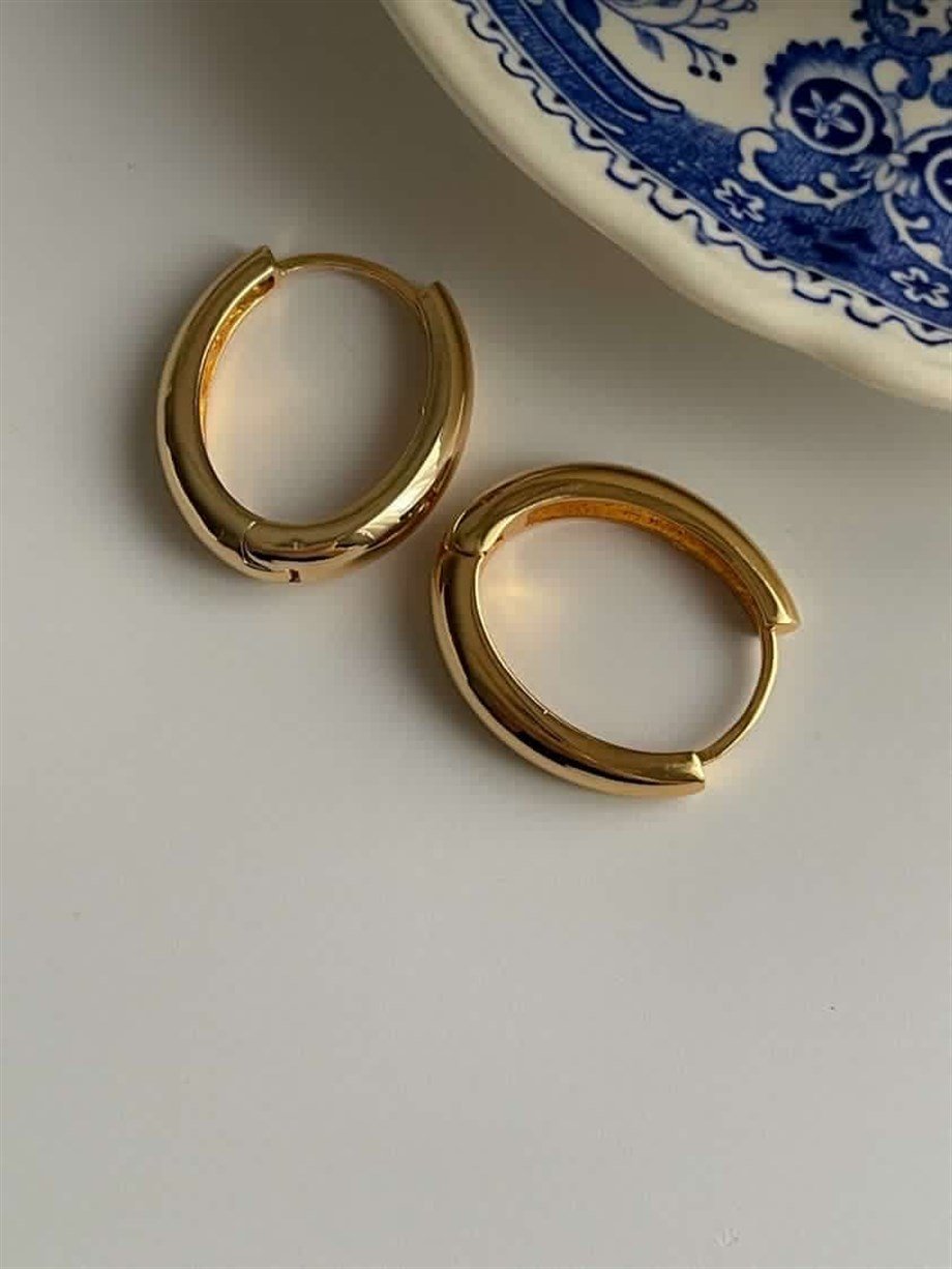 Özel Kaplama Oval Halka Küpe (2.5 Cm)