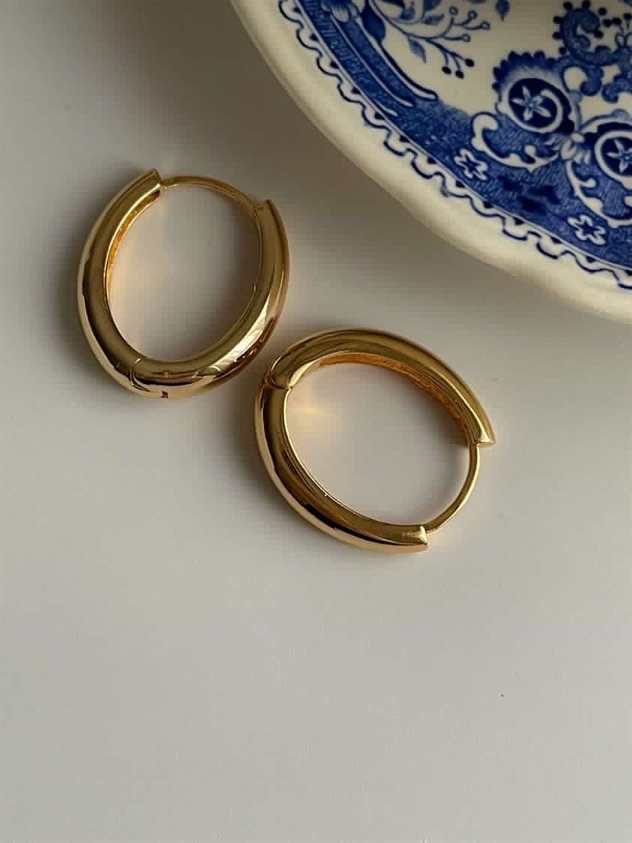 Özel Kaplama Oval Halka Küpe (2.5 Cm)