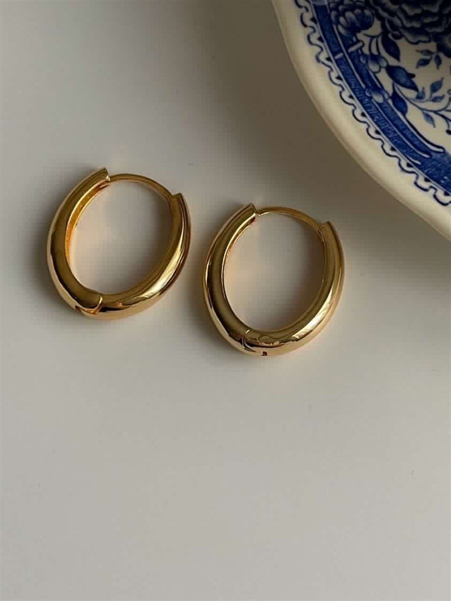 Özel Kaplama Oval Halka Küpe (2.5 Cm)