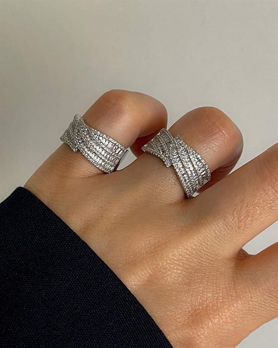 Özel Kaplama Premium Gümüş Renk Zirkon Taşlı Numaralı Yüzük (17 Numara)