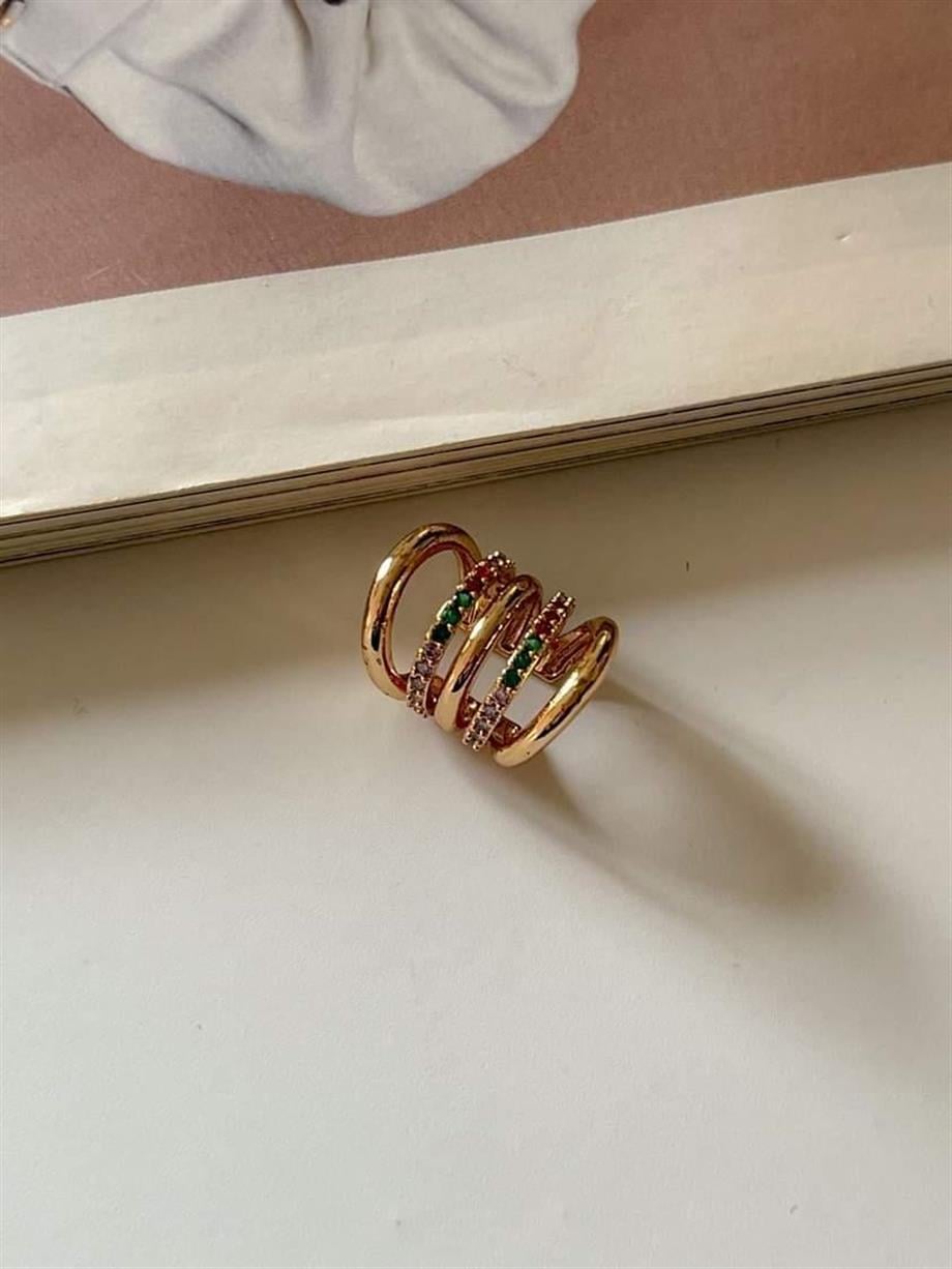 Özel Kaplama Renkli Taşlı Tek Ear Cuff Küpe 