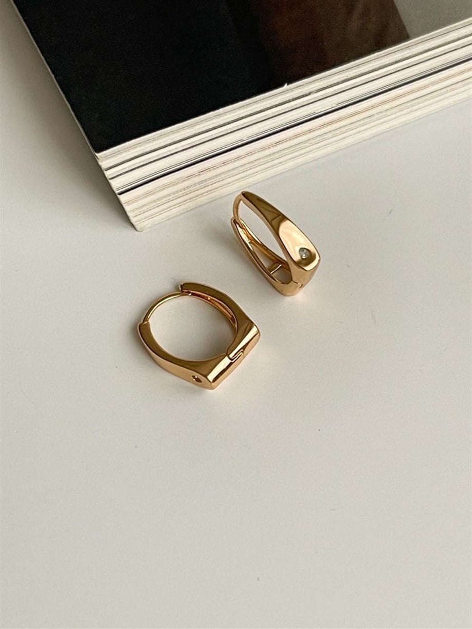 Özel Kaplama Tek Taşlı Halka Küpe (1.5 Cm)