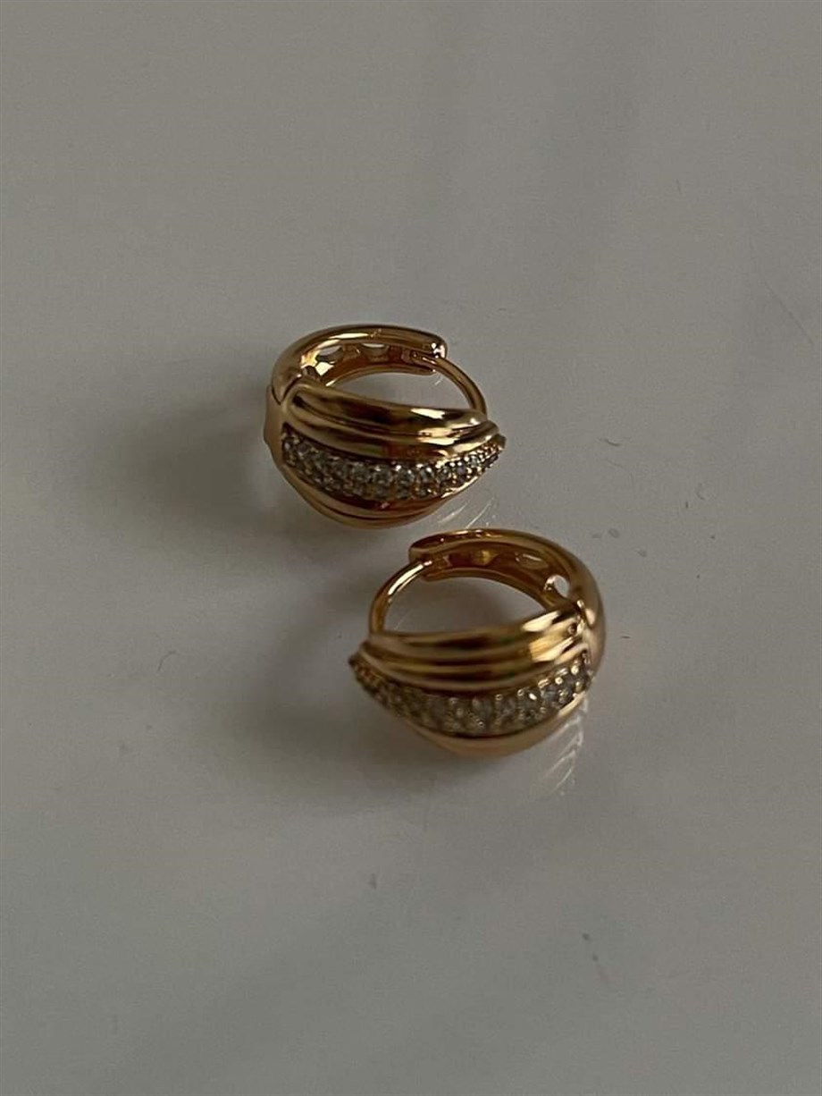 Özel Kaplama Vintage Zirkon Taşlı Küpe (1 Cm)