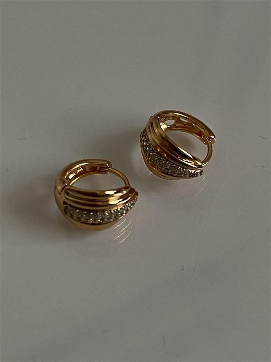Özel Kaplama Vintage Zirkon Taşlı Küpe (1 Cm)