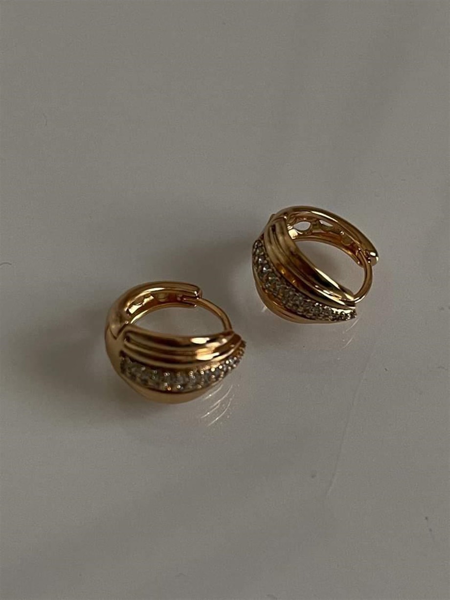 Özel Kaplama Vintage Zirkon Taşlı Küpe (1 Cm)