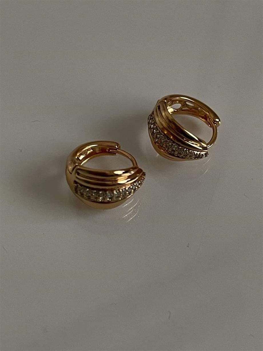 Özel Kaplama Vintage Zirkon Taşlı Küpe (1 Cm)