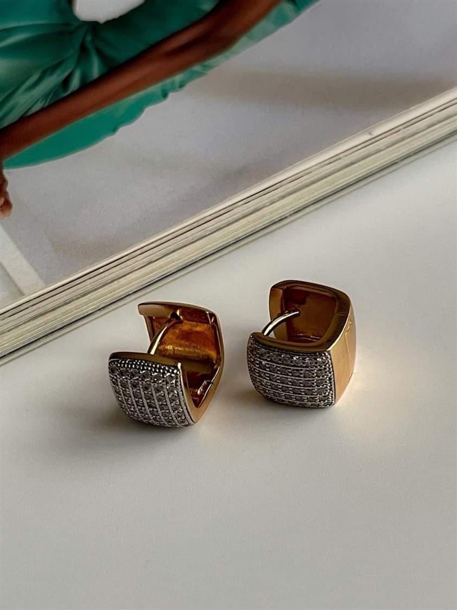 Özel Kaplama Xuping Beyaz Zirkon Taşlı Küpe (2 Cm)