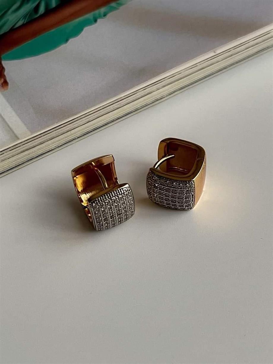 Özel Kaplama Xuping Beyaz Zirkon Taşlı Küpe (2 Cm)
