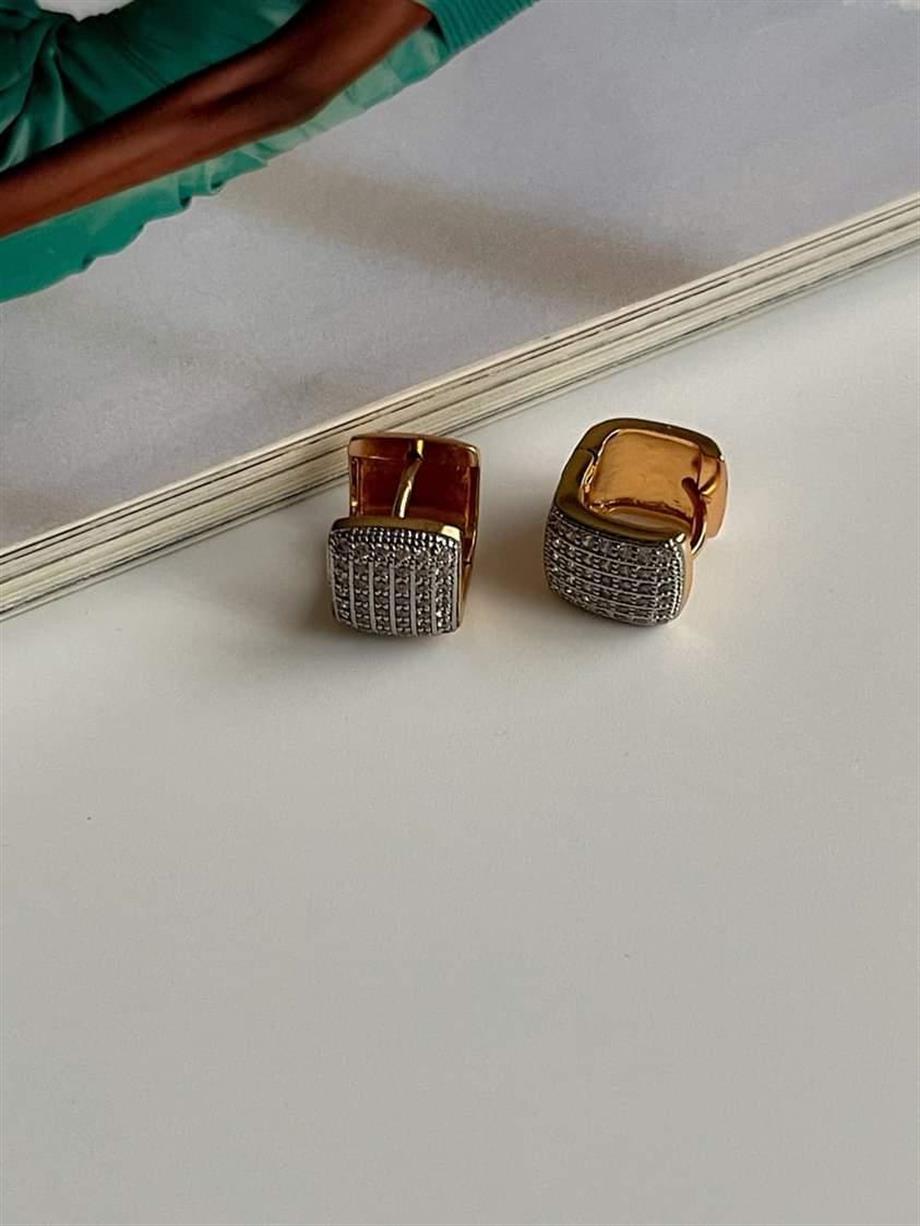 Özel Kaplama Xuping Beyaz Zirkon Taşlı Küpe (2 Cm)