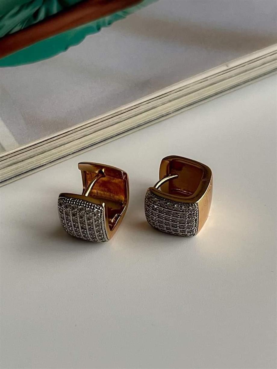 Özel Kaplama Xuping Beyaz Zirkon Taşlı Küpe (2 Cm)