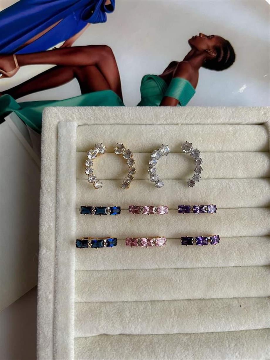 Özel Kaplama Xuping Lacivert Baget Taşlı Küpe (2 Cm)