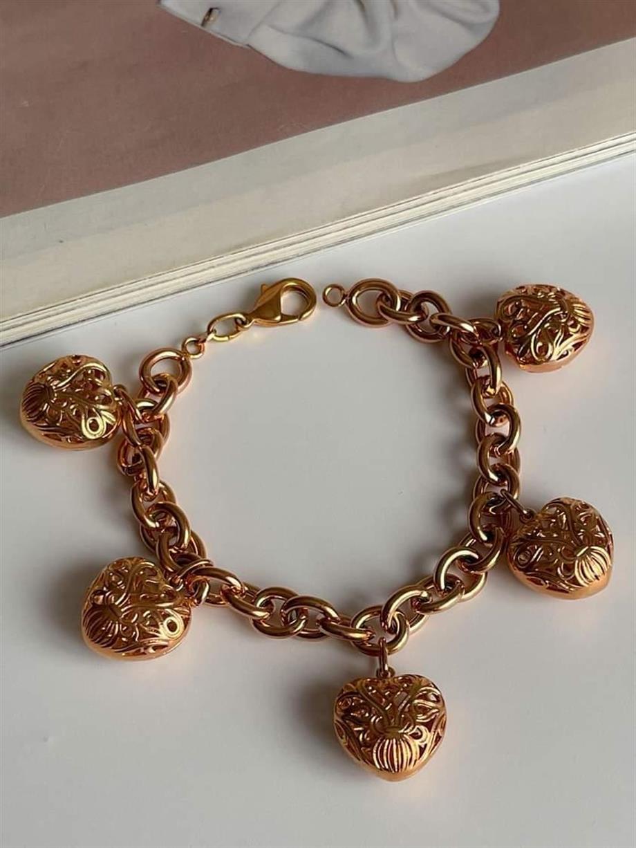 Özel Kaplama Xuping Rose Kalpli Kalın Bileklik (20 Cm)