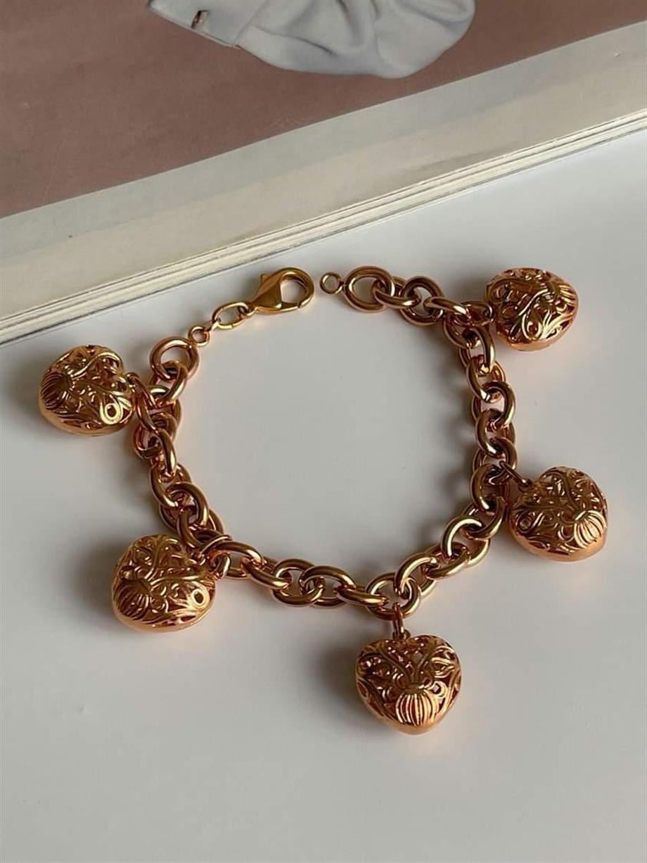 Özel Kaplama Xuping Rose Kalpli Kalın Bileklik (20 Cm)