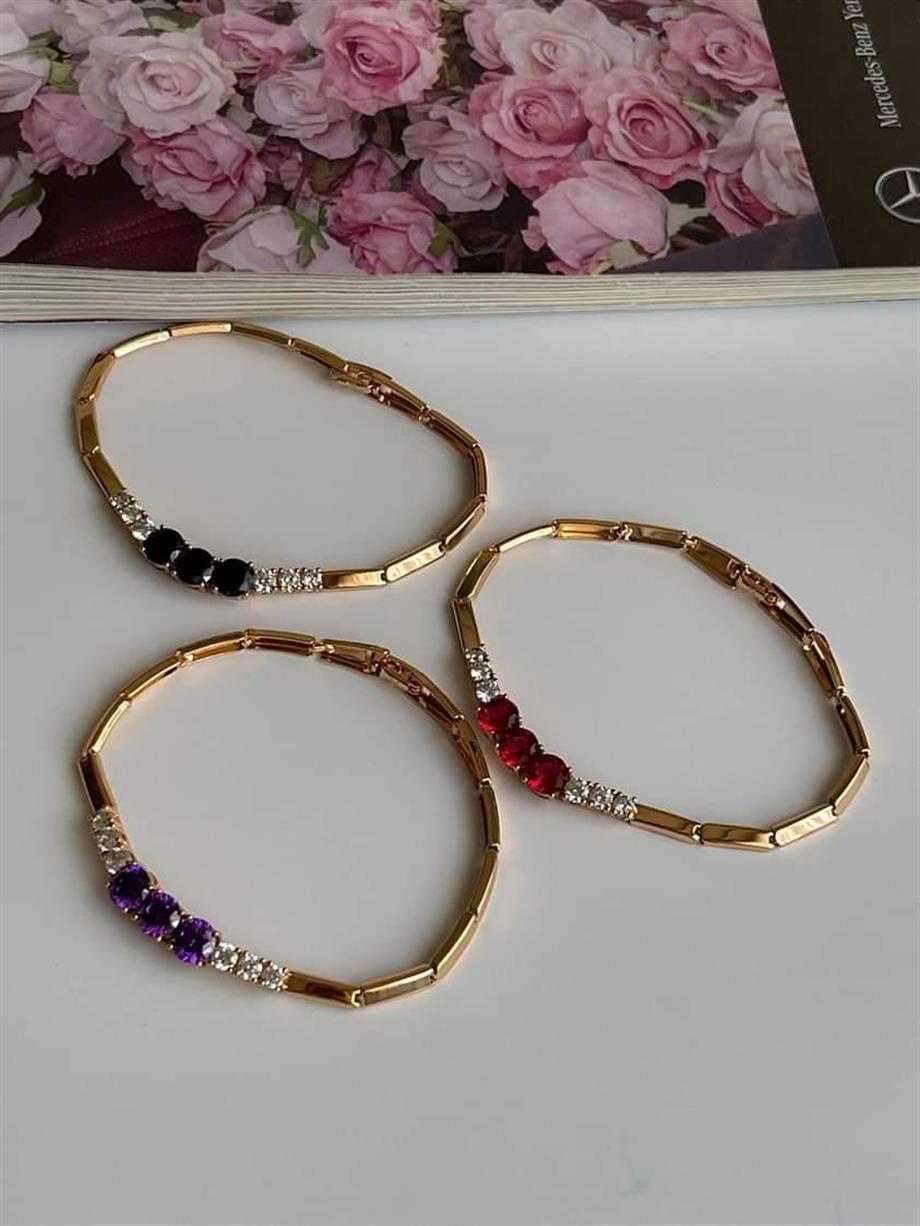 Özel Kaplama Xuping Tsarım Siyah Taşlı Bileklik (19 Cm)