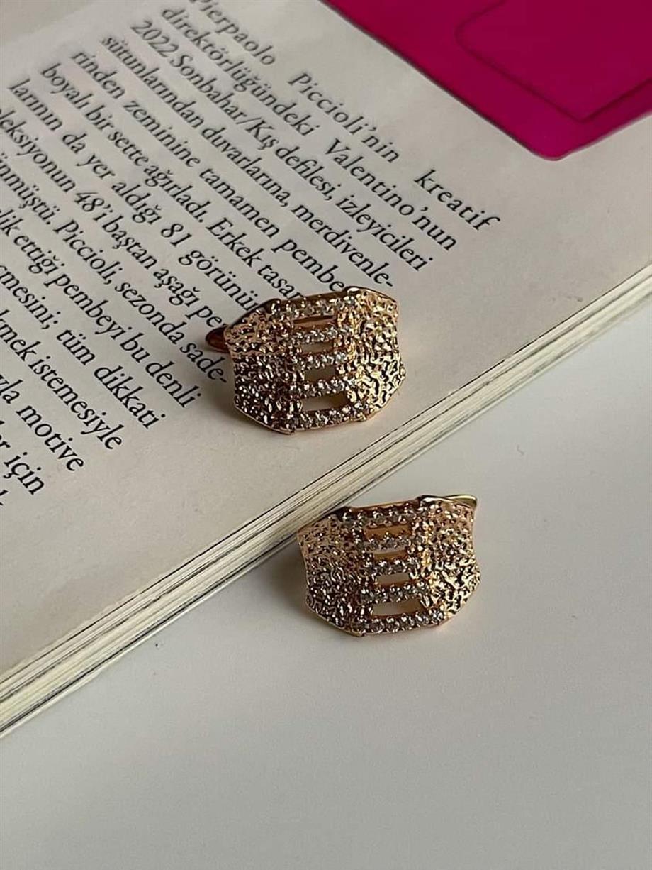 Özel Kaplama Xuping Zirkon Taşlı Küpe (1.5 Cm)