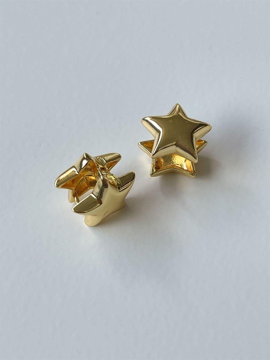 Özel Kaplama Yıldız Küpe (1.5 Cm)